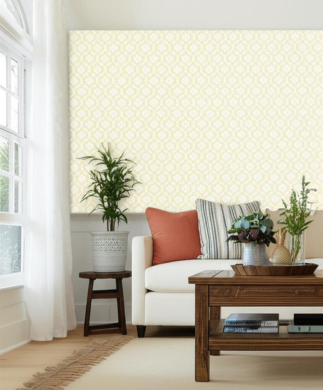 Harbury Trellis Almond by Schumacher Delicate Floral Lattice Wallpaper – Simply Charming Collection 5004140