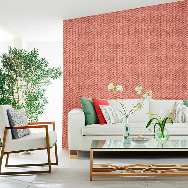 Harbury Trellis Coral by Schumacher Delicate Floral Lattice Wallpaper – Schumacher 5004145