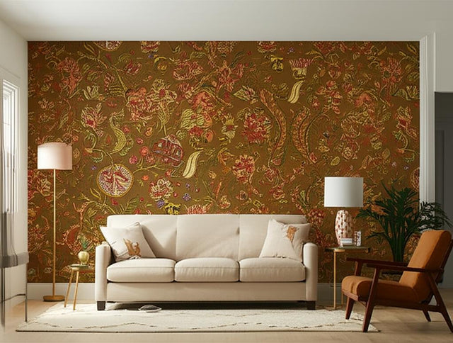 Chalfont Fawn by Schumacher Hand-Screened Floral Wallpaper – Schumacher 5004200