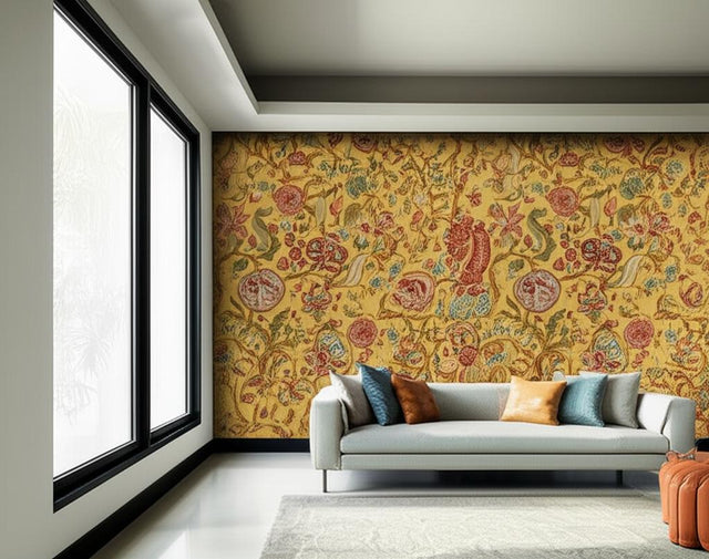 Chalfont Sunflower by Schumacher Hand-Screened Floral Wallpaper – The Library Collection 5004202