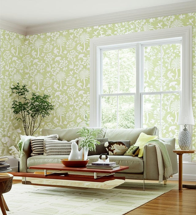 Palm Damask Willow by Schumacher Greenhouse Collection Wallpaper – Schumacher 5004352