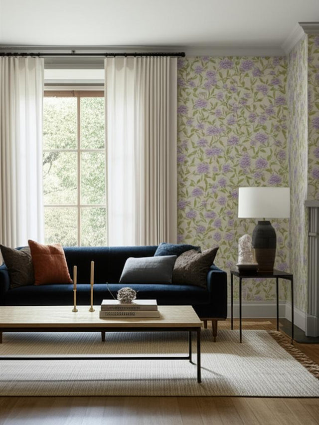 Whitney Floral Lavender by Schumacher Chinoiserie-Inspired Floral Wallpaper – Schumacher 5004384