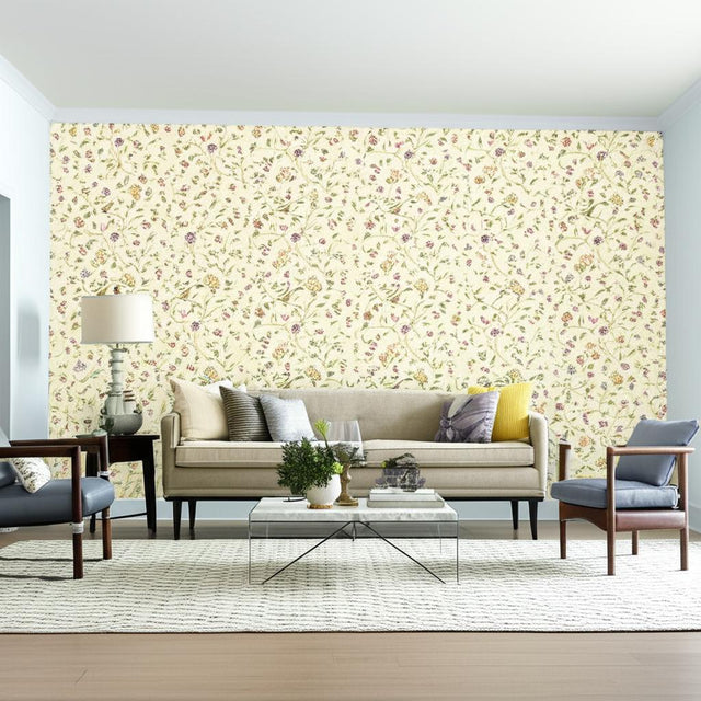 Annabelle Vine Pewter Floral Wallpaper by Schumacher – 5004404