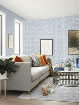 Coral Vine Ocean by Schumacher Blue Botanical Wallpaper – Schumacher 5004414
