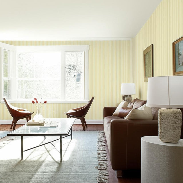 Wallis Stripe Jonquil by Schumacher Classic Floral Stripe Wallpaper – Schumacher 5004430