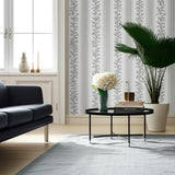 Hydrangea Drape Grisaille by Schumacher Large-Scale Floral Stripe Wallpaper – Schumacher 5004455