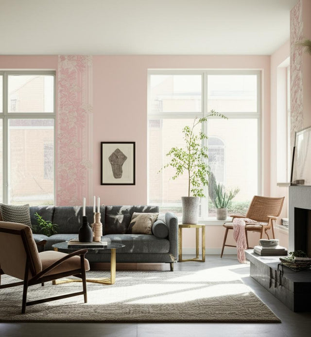 Hydrangea Drape Blush by Schumacher Large-Scale Floral Stripe Wallpaper – Hobe Erwin 5004458
