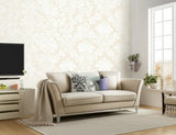 Tierni Damask Blush by Schumacher Classic Damask Wallpaper – Schumacher 5004460