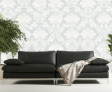 Tierni Damask Robin's Egg by Schumacher Classic Damask Wallpaper – Schumacher 5004463