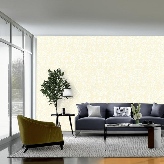 LIDO DAMASK Beige by Schumacher Classic Damask Wallpaper – Schumacher 5004480