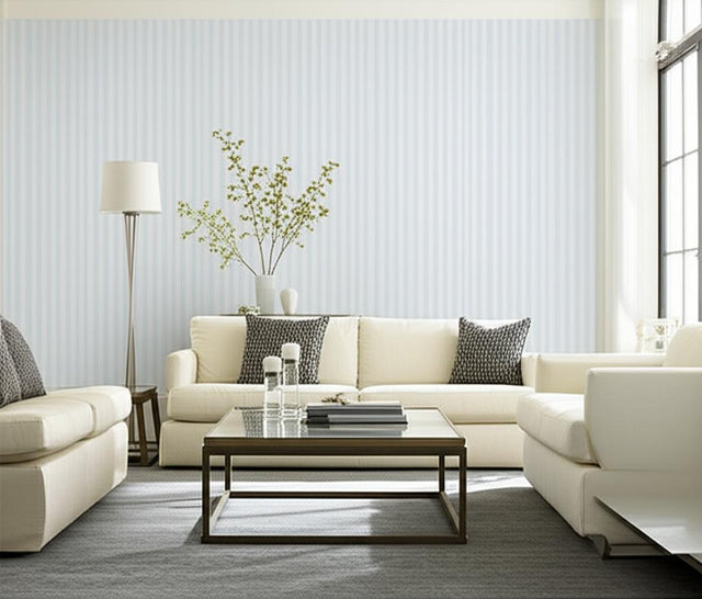 Morgan Stripe Porcelain by Schumacher Classic Stripe Wallpaper – Schumacher 5004561