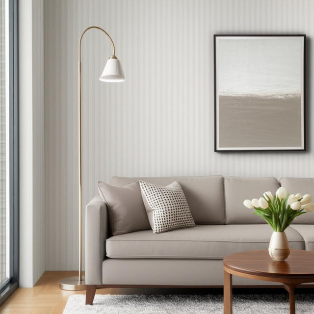 Morgan Stripe Greige by Schumacher Classic Stripe Wallpaper – Schumacher 5004562