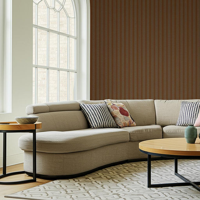Beekman Stripe Truffle by Schumacher Modern Stripe Designer Wallpaper – Schumacher 5004573