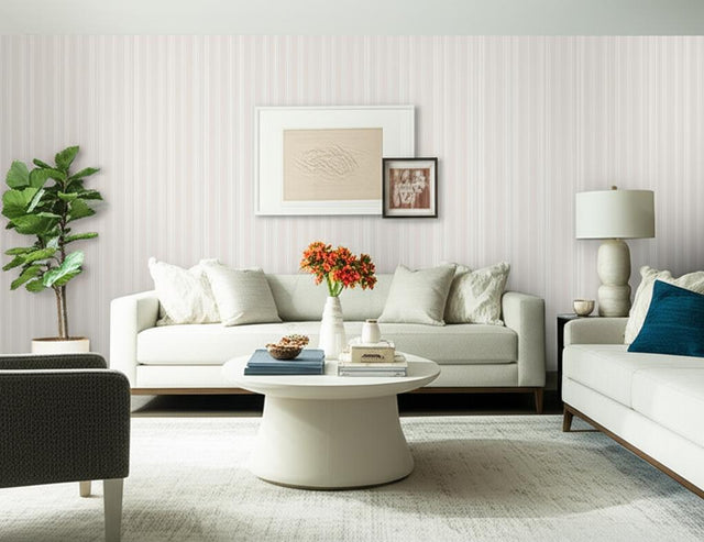 Lorraine Stripe Limestone by Schumacher Decorative Stripe Wallpaper – Schumacher 5004581