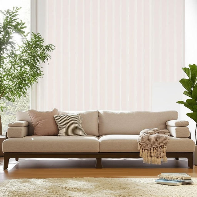 Lorraine Stripe Blush by Schumacher Classic Stripe Wallpaper – Schumacher 5004584