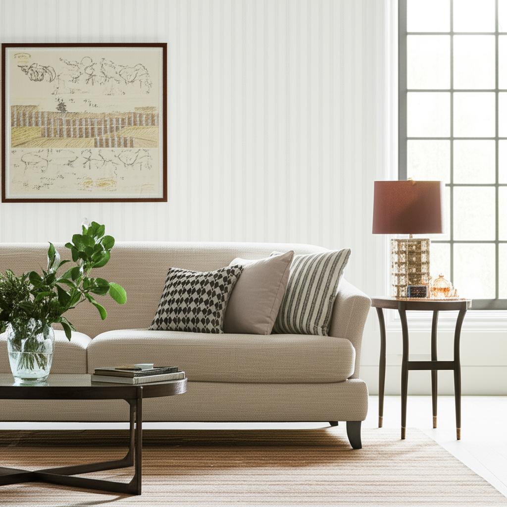 Lorraine Stripe Linen by Schumacher Classic Three-Color Stripe Wallpaper – Schumacher 5004585