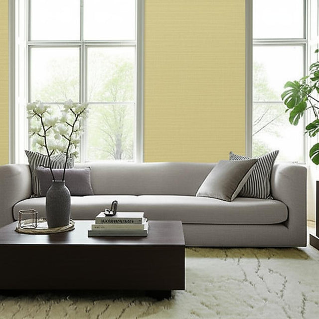 Haruki Sisal Celery by Schumacher Textured Wallpaper – Schumacher 5004708