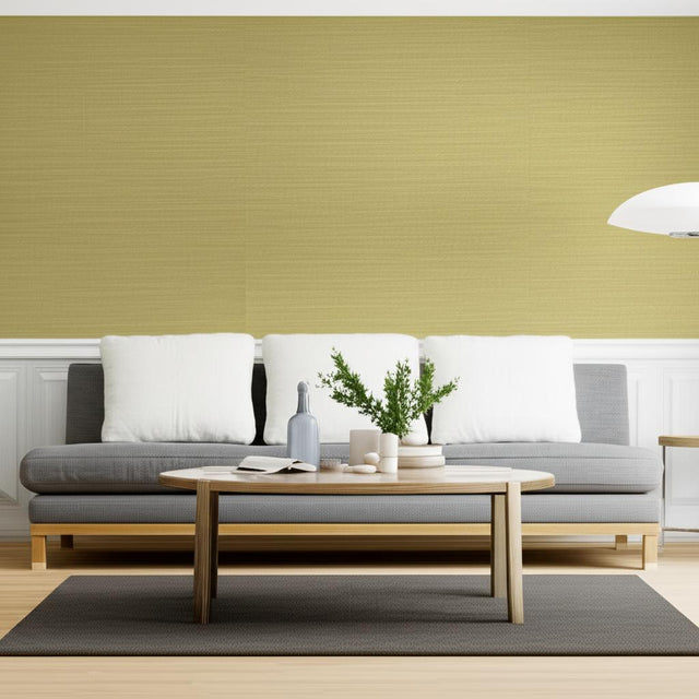 Haruki Sisal Olive by Schumacher Essential Collection Textured Wallpaper – Schumacher 5004709