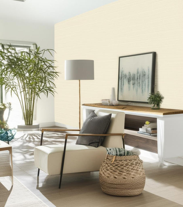 Haruki Sisal Ivory by Schumacher Classic Sisal Texture Wallcovering – Schumacher 5004716
