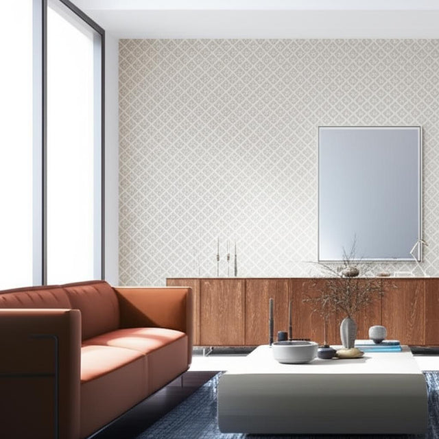 ZIGGURAT Silver Geometric Wallpaper by Schumacher – THE SMART SET Collection 5004742