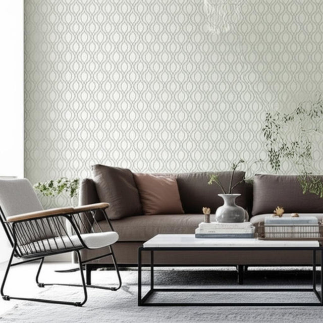 Chain Link Mineral by Schumacher Modern Geometric Wallpaper – Schumacher 5004752