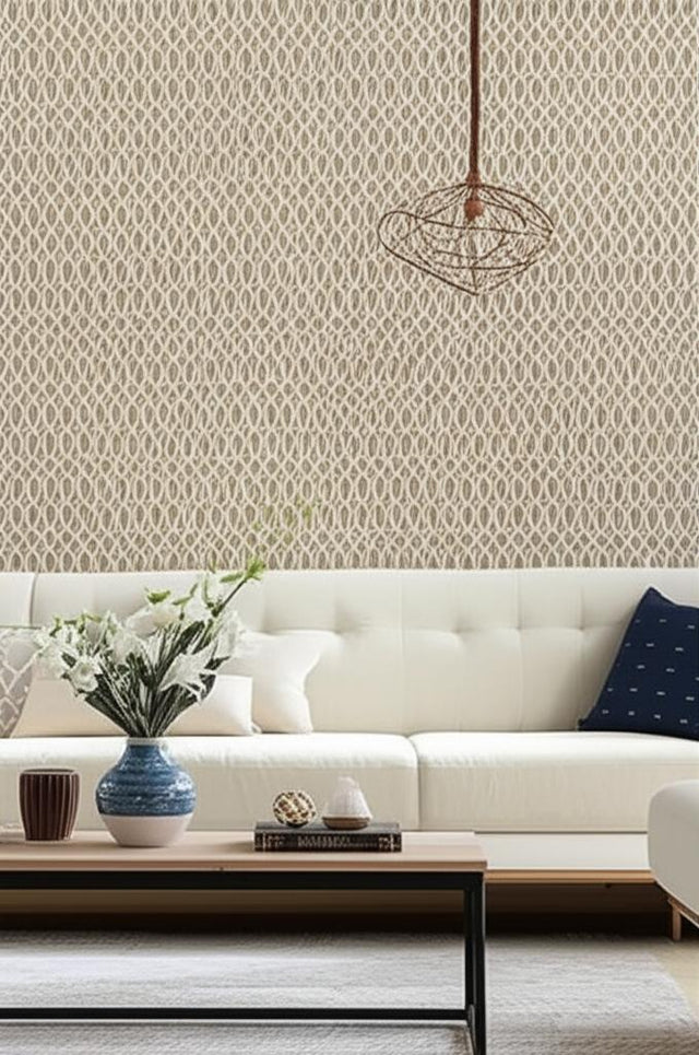 Chain Link Flax by Schumacher Modern Geometric Wallpaper – Schumacher 5004753
