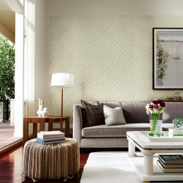 Greek Key Bone by Schumacher The Smart Set Geometric Wallpaper – Schumacher 5004760