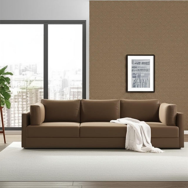 Greek Key Mink by Schumacher Geometric Wallpaper – Textured Elements Collection 5004763