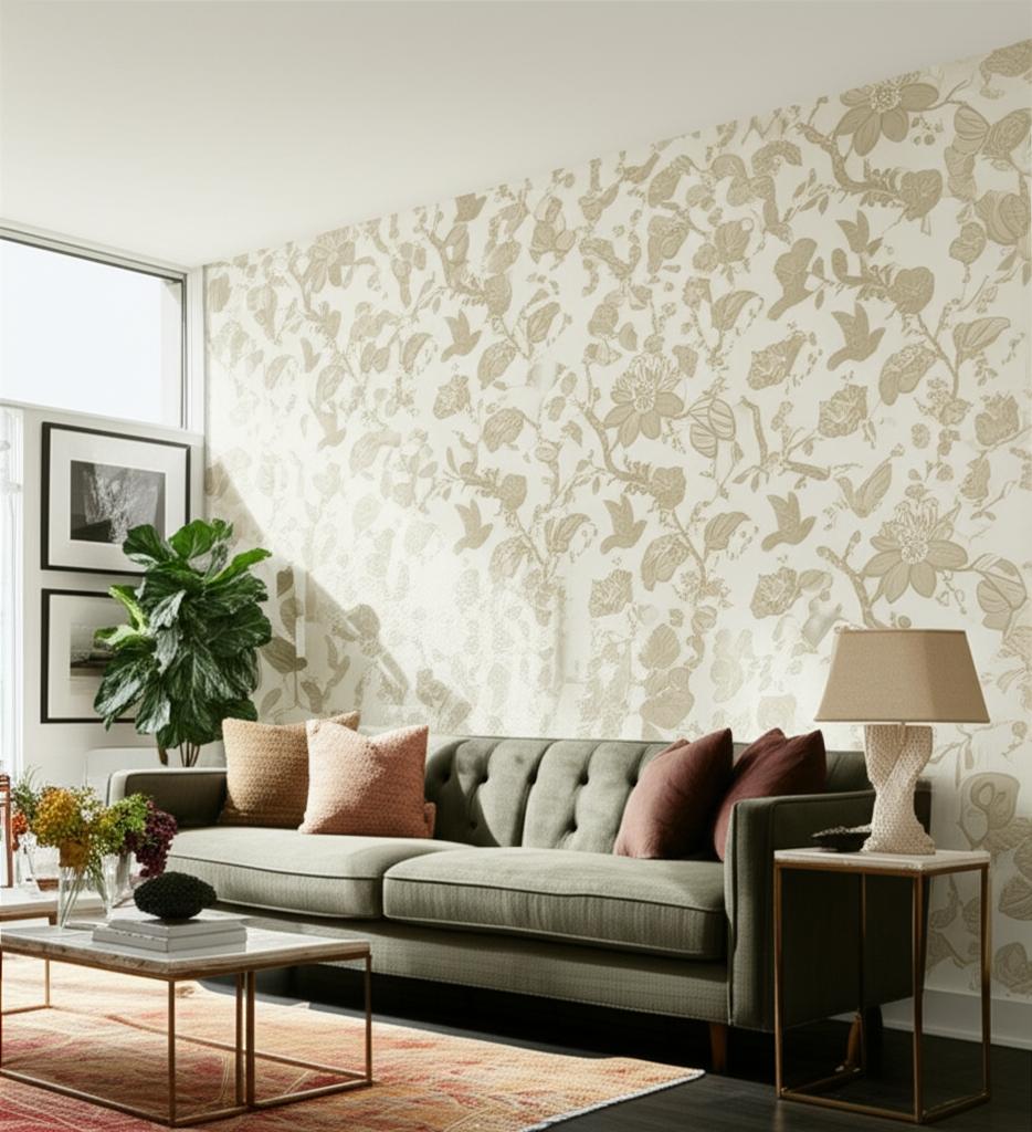 BALI VINE Sandstone by Schumacher Modern Nature Collection Hand-Screened Botanical Wallpaper – Schumacher 5005001