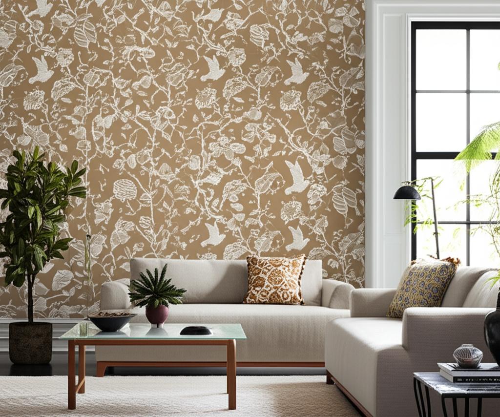 Bali Vine Mocha by Schumacher Modern Nature Botanical Wallpaper – Schumacher 5005002