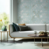 Modern Botanical Slate by Schumacher Modern Nature Hand-Screened Botanical Wallpaper – Schumacher 5005011