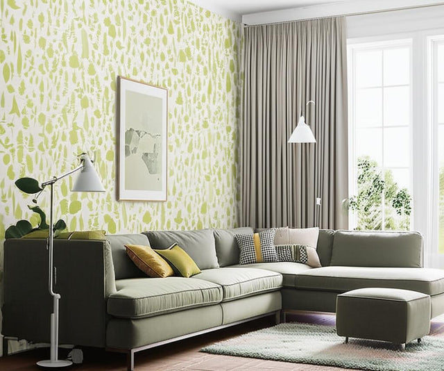 Leaves Chartreuse Modern Nature Wallpaper by Schumacher – 5005021