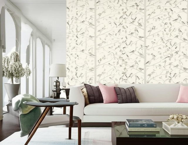 A-TWITTER Winter by Schumacher Whimsical Bird Wallpaper – Schumacher 5005030