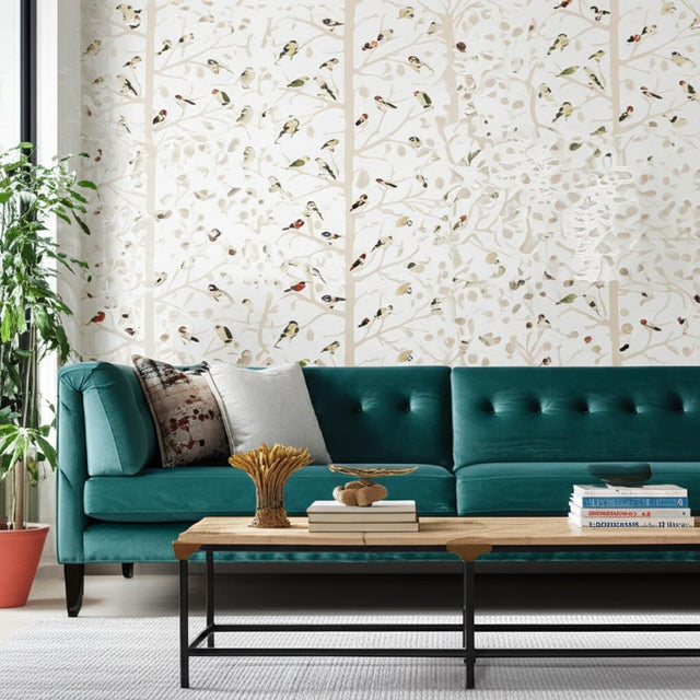 A-TWITTER Summer by Schumacher Colorful Songbird Scenic Wallpaper – Schumacher 5005031