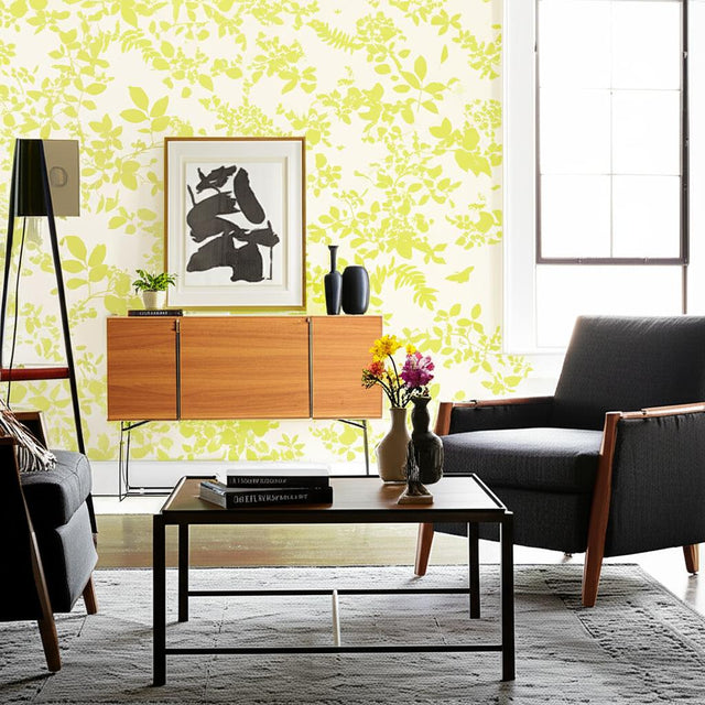 Shadow Vine Chartreuse by Schumacher Botanical Wallpaper – Modern Nature Collection 5005102