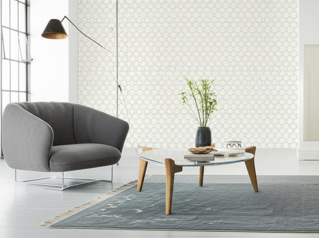 Tracery Sky by Schumacher Modern Geometric Trellis Wallpaper – Modern Nature Collection 5005120