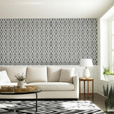 Summer Palace Fret Smoke by Schumacher Modern Geometric Wallpaper – Schumacher 5005141