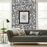 Shantung Silhouette Print Smoke by Schumacher Chinoiserie Wallpaper – Schumacher 5005151