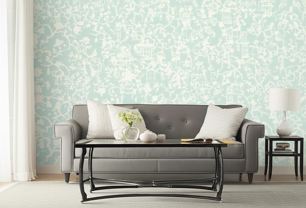 Shantung Silhouette Print Mineral by Schumacher Whimsical Chinoiserie Wallpaper – Schumacher 5005153