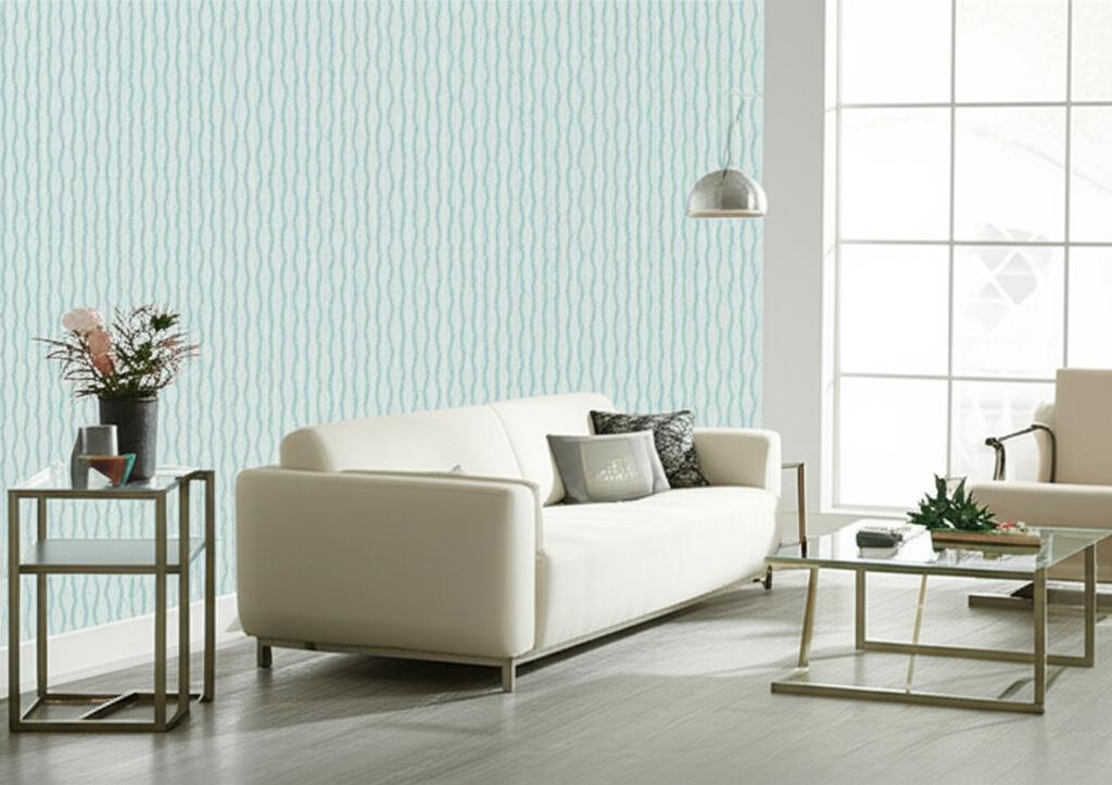 Ribbon Wave Aqua by Schumacher Simply Charming Collection Wallpaper – Schumacher 5005162