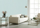Ribbon Wave Aqua by Schumacher Simply Charming Collection Wallpaper – Schumacher 5005162
