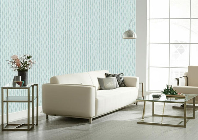 Ribbon Wave Aqua by Schumacher Simply Charming Collection Wallpaper – Schumacher 5005162