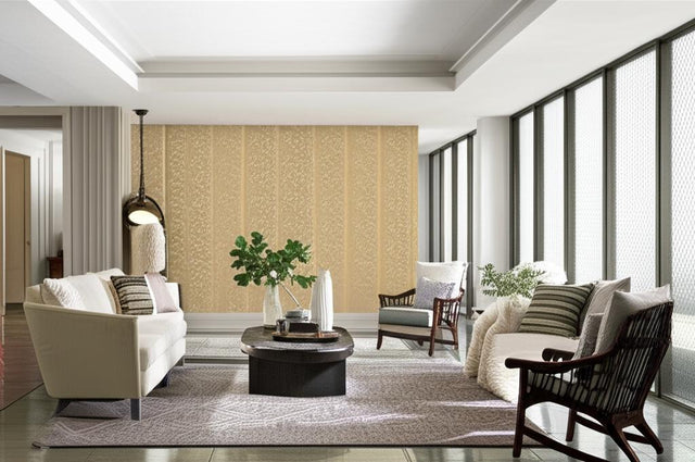 KHANPUR VINE Gilt by Schumacher Jaipur Collection Block Print Wallpaper – Schumacher 5005213