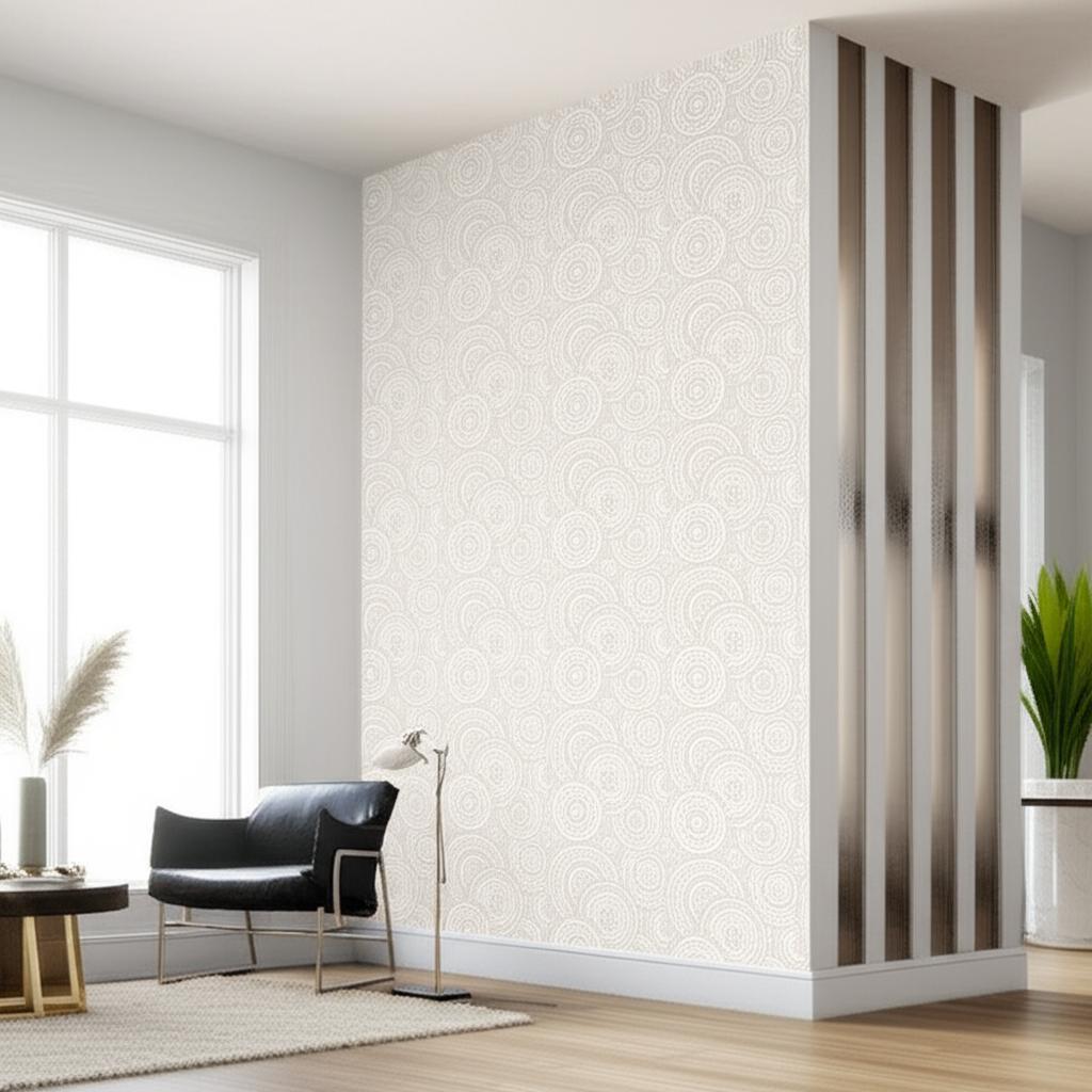 SADARI Oyster by Schumacher Hand Screened Filigreed Circles Wallcovering – Schumacher 5005240