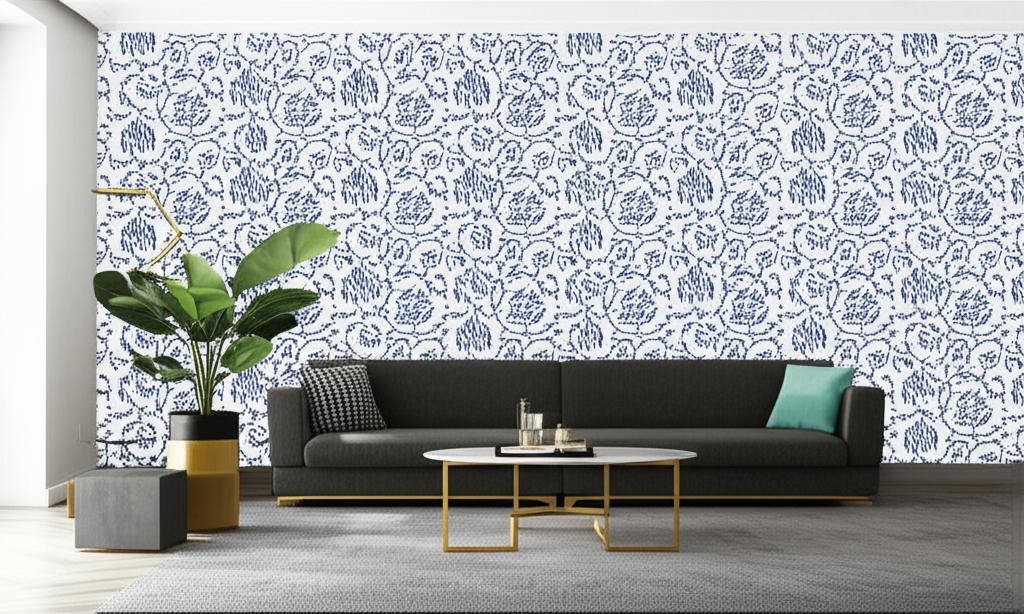 Sarana Vine Delft Blue by Schumacher Hand Screen Printed Wallpaper – Jaipur Collection 5005271