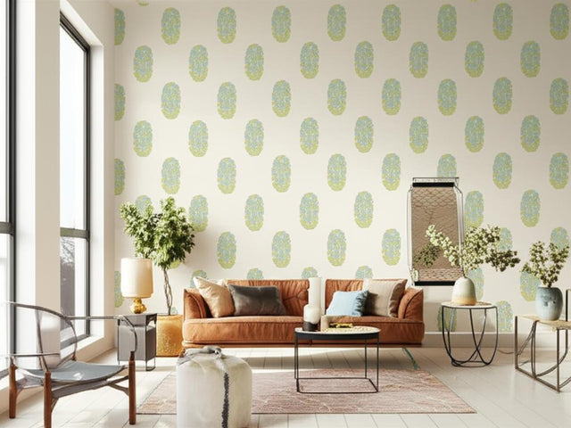 Askandra Flower Pear & Water Blue by Schumacher Simply Charming Collection Wallpaper – Schumacher 5005312
