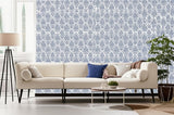 Asara Flower Delft Blue Floral Medallion Wallpaper – Schumacher 5005321