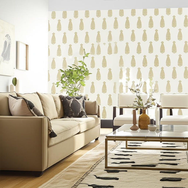 Katara Paisley Straw by Schumacher Jaipur Collection Wallpaper – Schumacher 5005332