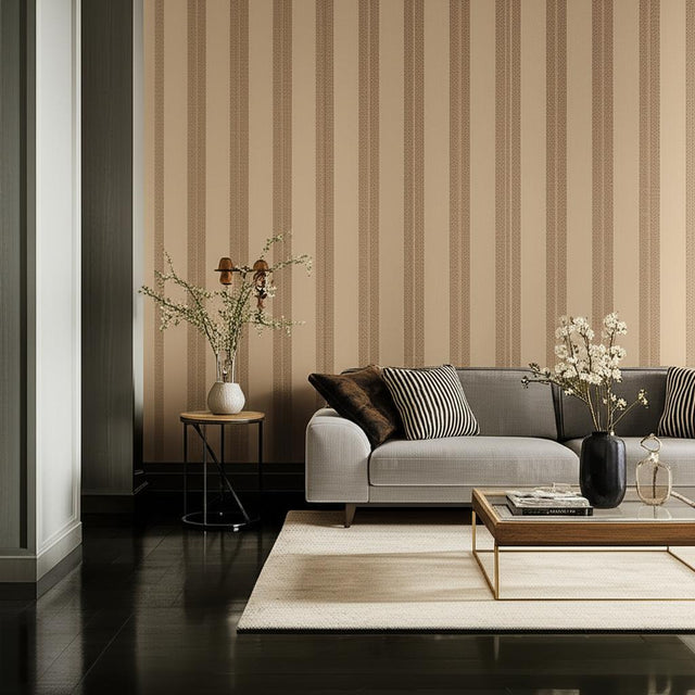 Greek Key Stripe Tabac by Schumacher Jaipur Collection Wallpaper – Schumacher 5005364