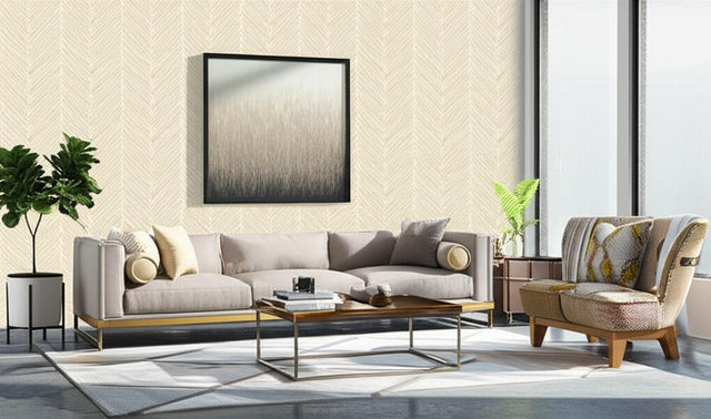 Chevron Texture White Gold by Schumacher Metallic Herringbone Wallcovering – Schumacher 5005651